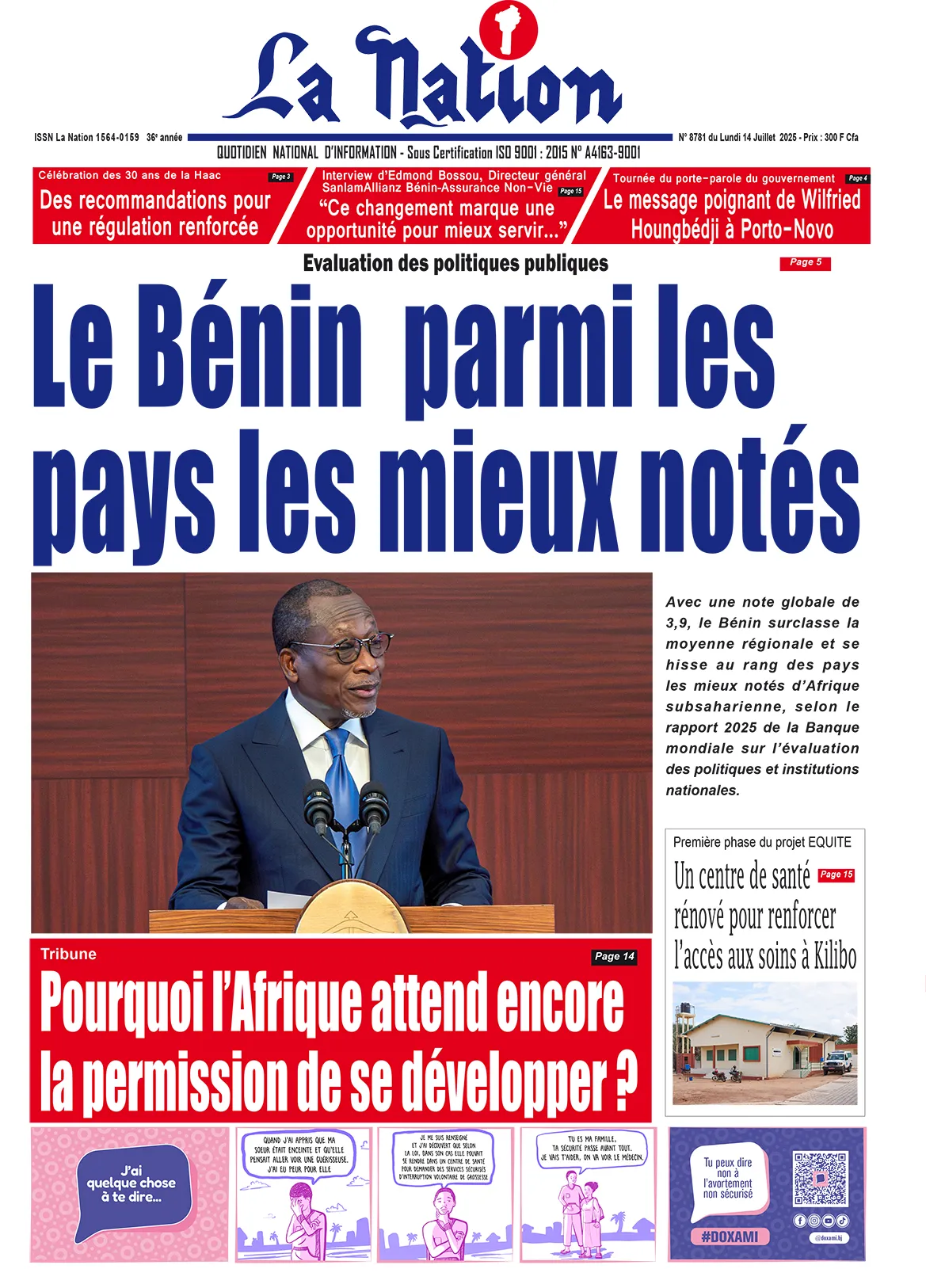 Quotidien ''La Nation'' du 14 Juillet 2025