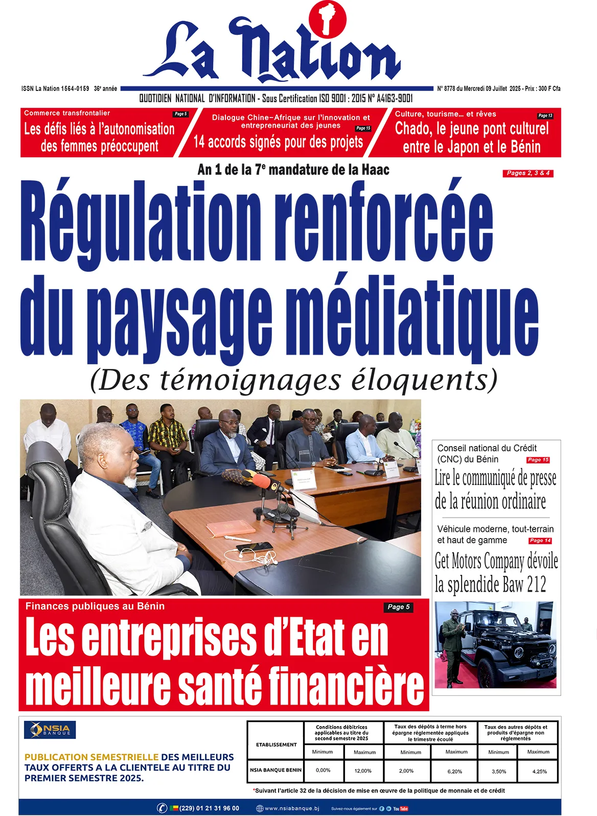 Quotidien La Nation du 09 Juillet 2025