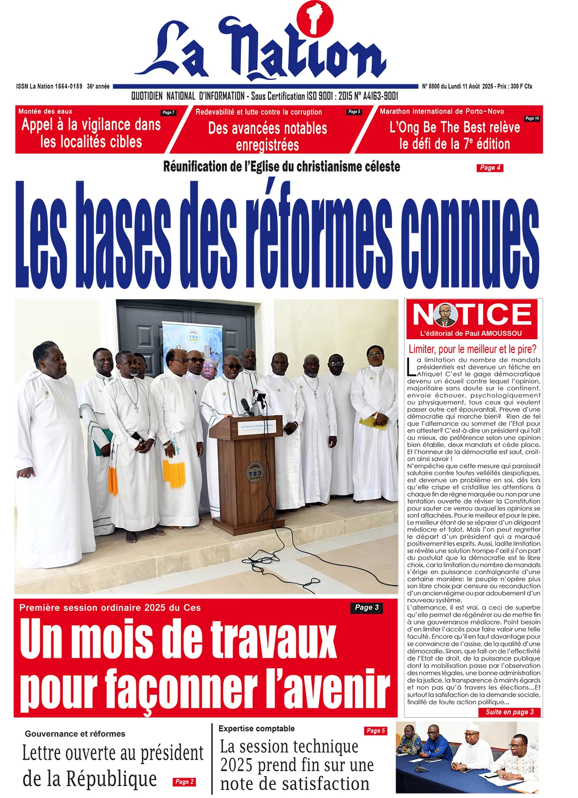 Quotidien '' La Nation '' du 11 Août 2025