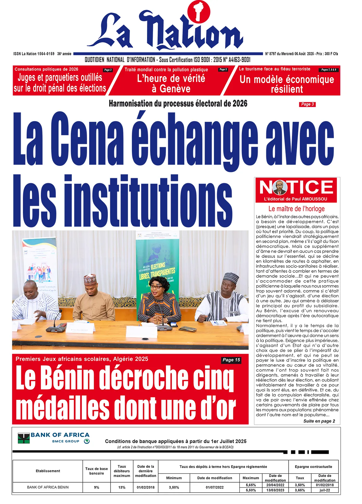 Quotidien ''La Nation'' du 06 Août 2025