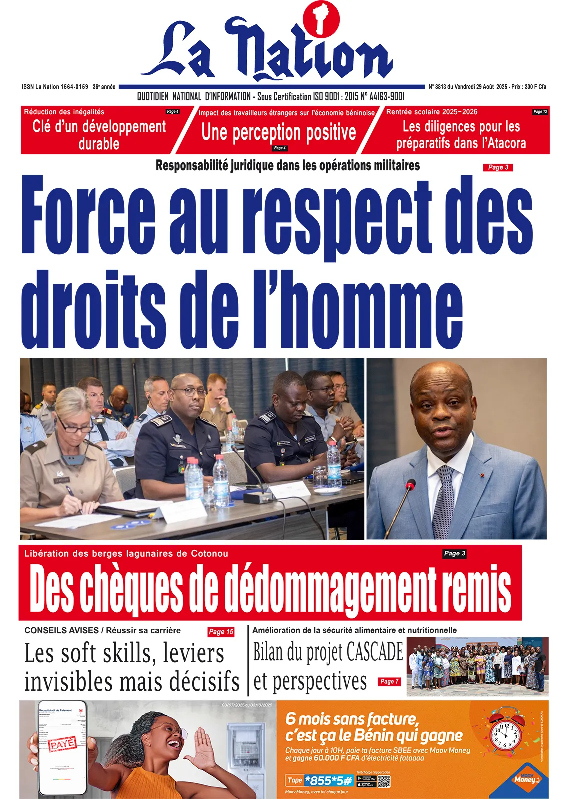 Quotidien '' La Nation '' du 29 Août 2025
