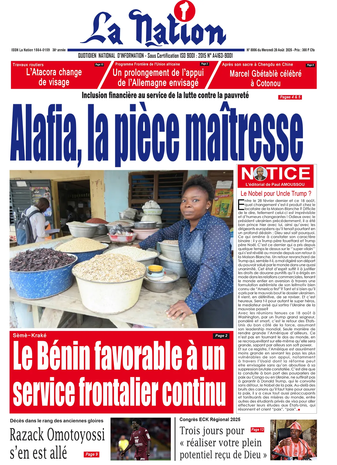 Quotidien '' La Nation '' du 20 Août 2025