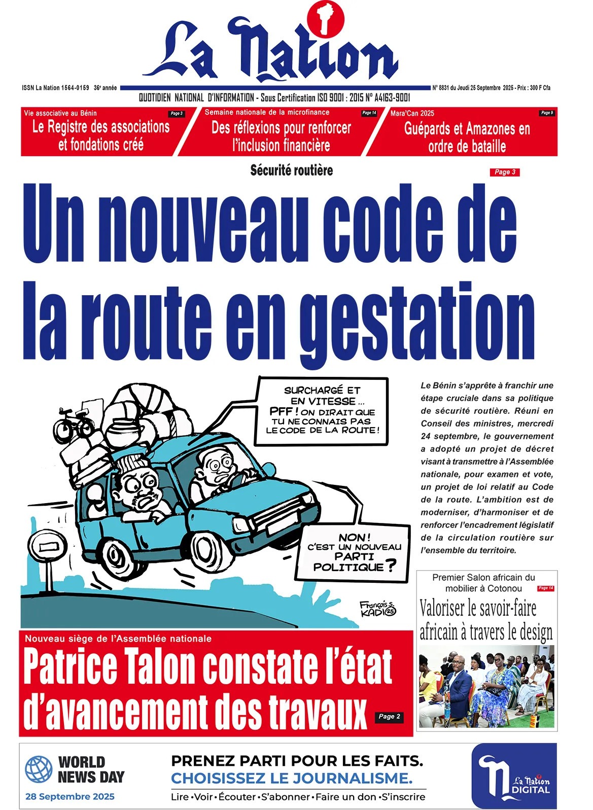 Quotidien '' La Nation'' du 25 Septembre 2025