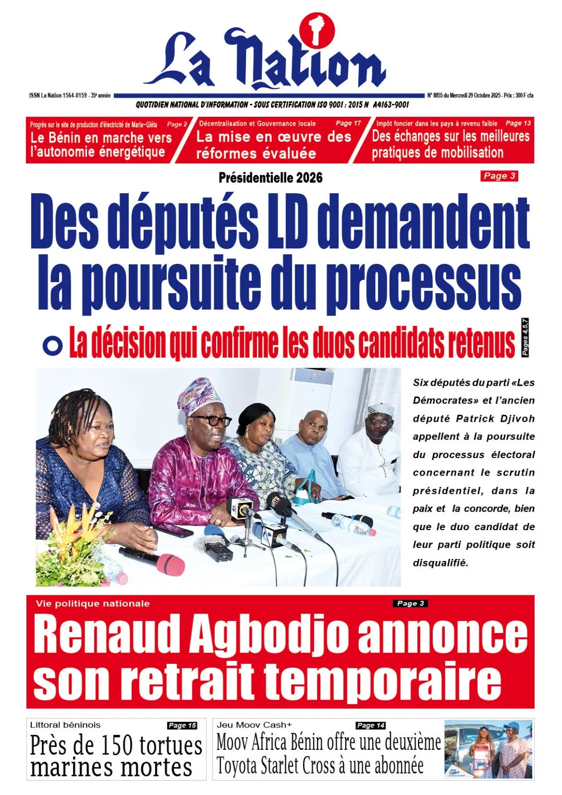 Quotidien '' LA NATION '' du 29 Octobre 2025
