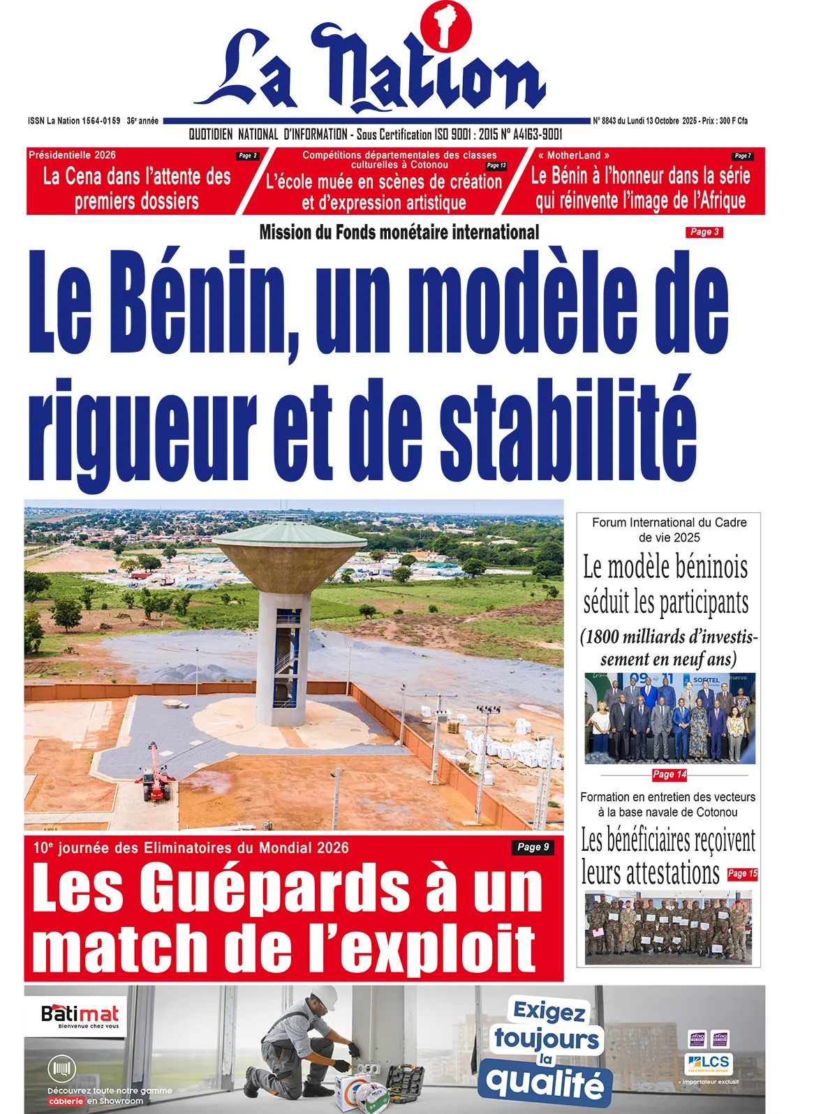 Quotidien '' La Nation'' du 13 Octobre 2025