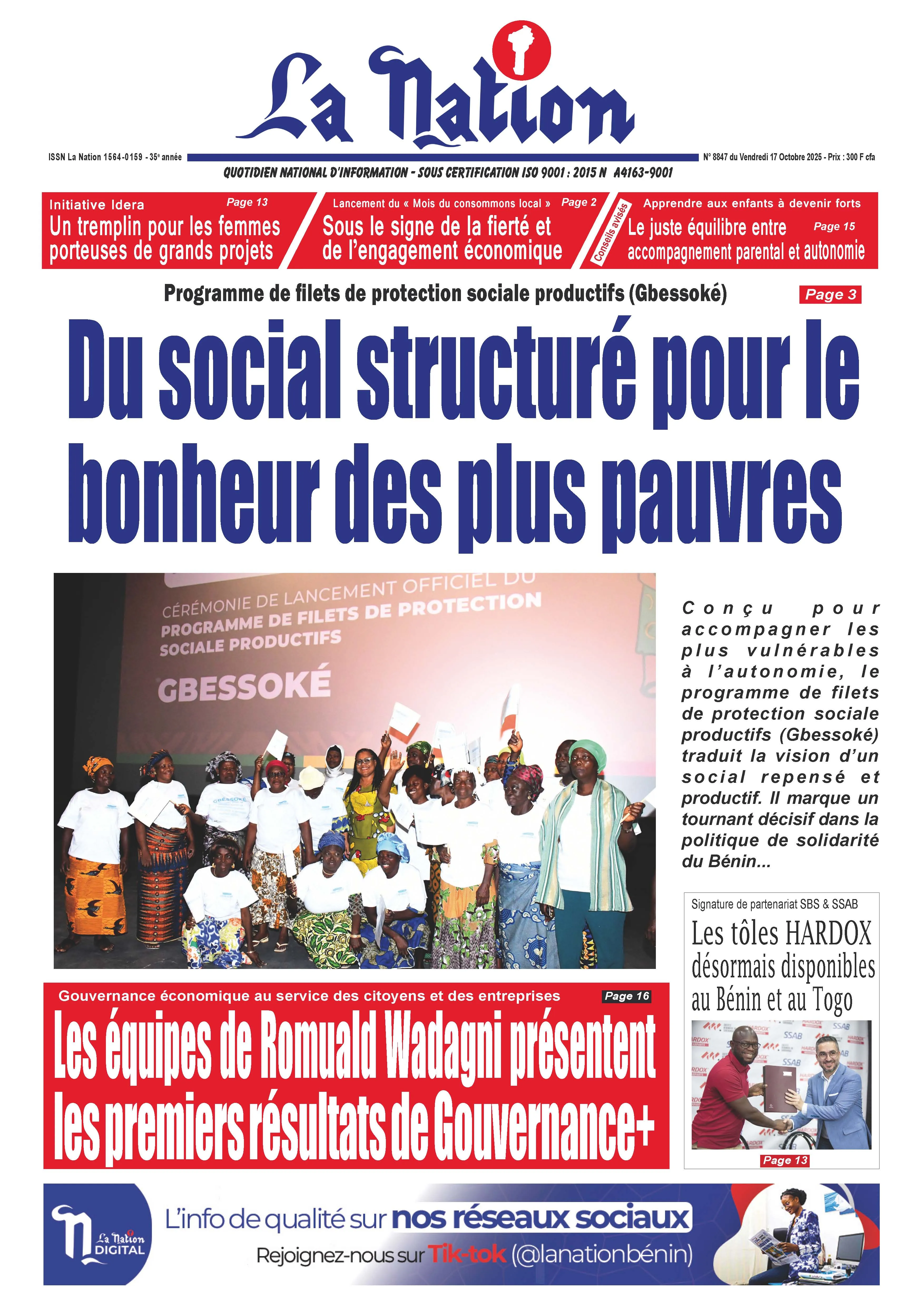 Quotidien '' La Nation'' du 17 Octobre 2025