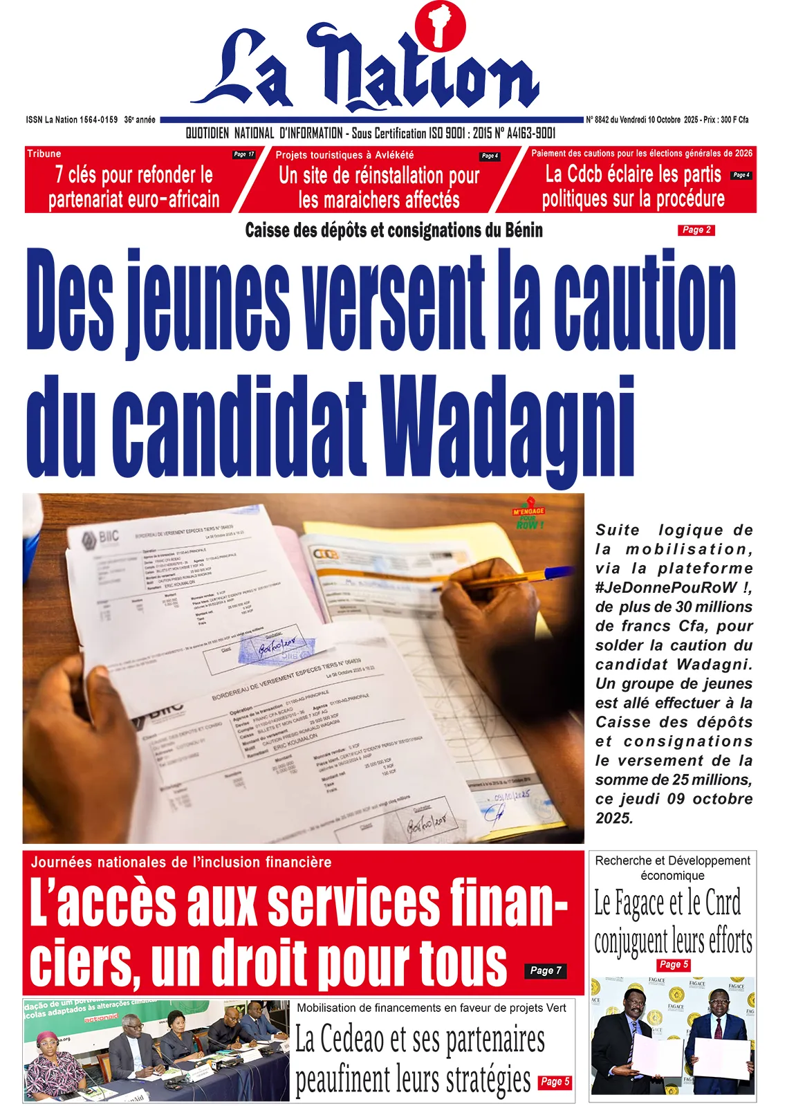 Quotidien '' La Nation'' du 10 Octobre 2025