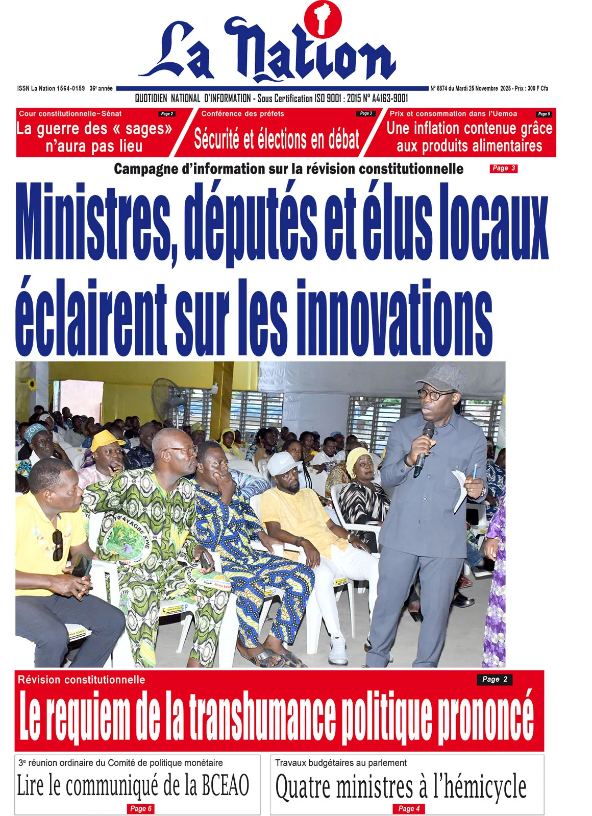 Quotidien '' LA NATION '' du 25 Novembre 2025