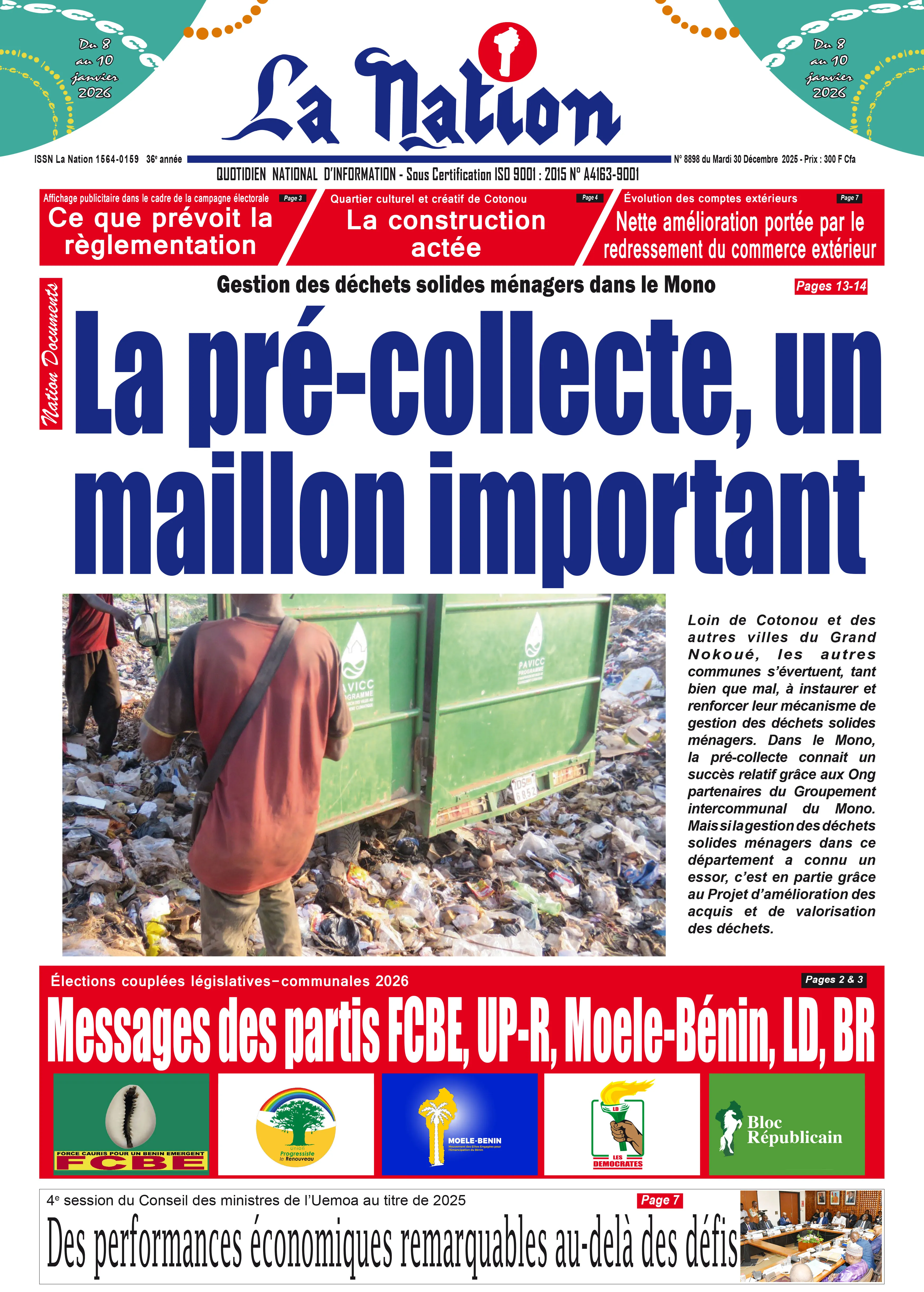Quotidien '' LA NATION '' du  30 Décembre 2025