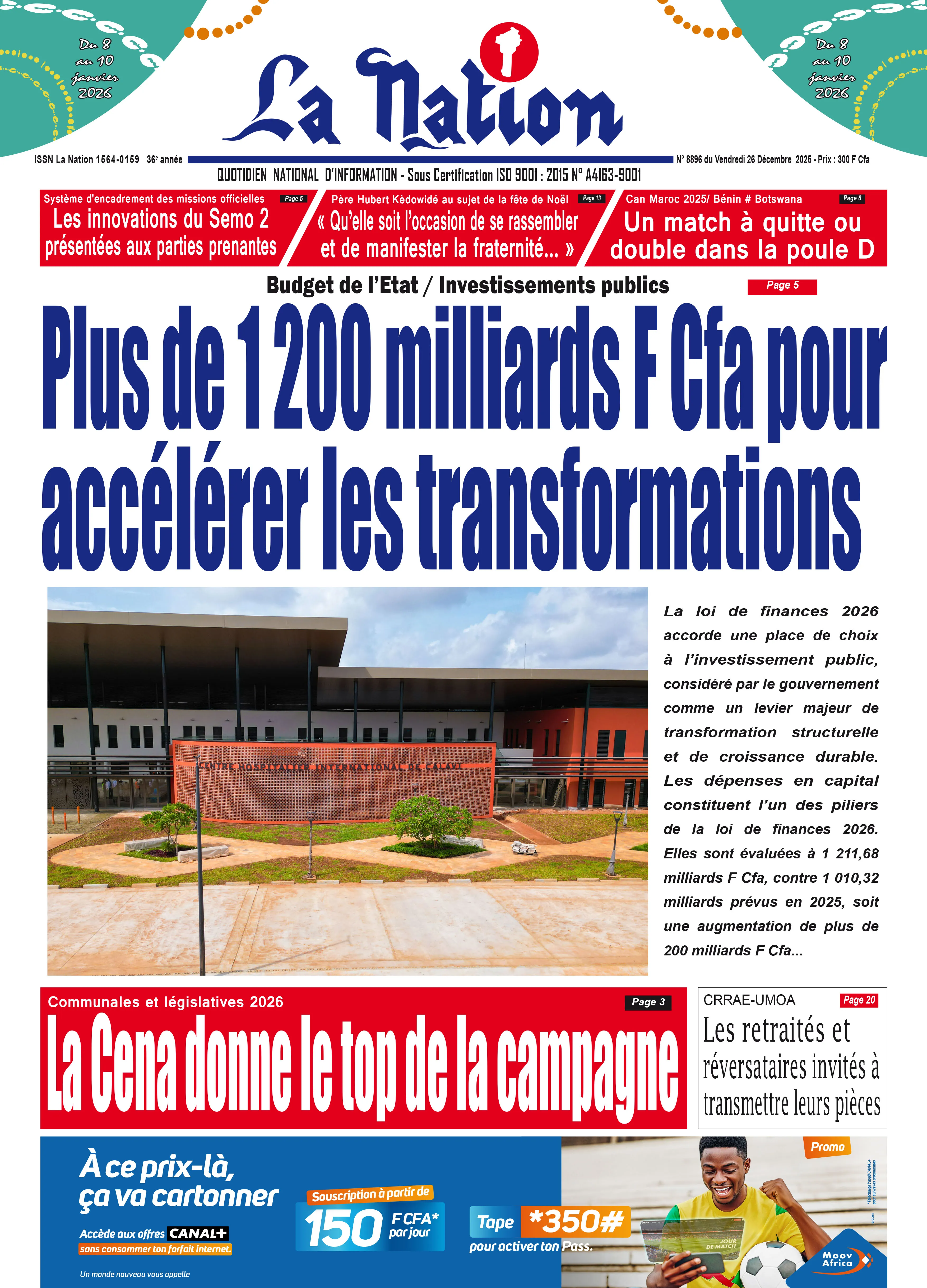 Quotidien '' LA NATION '' du 26 Décembre 2025