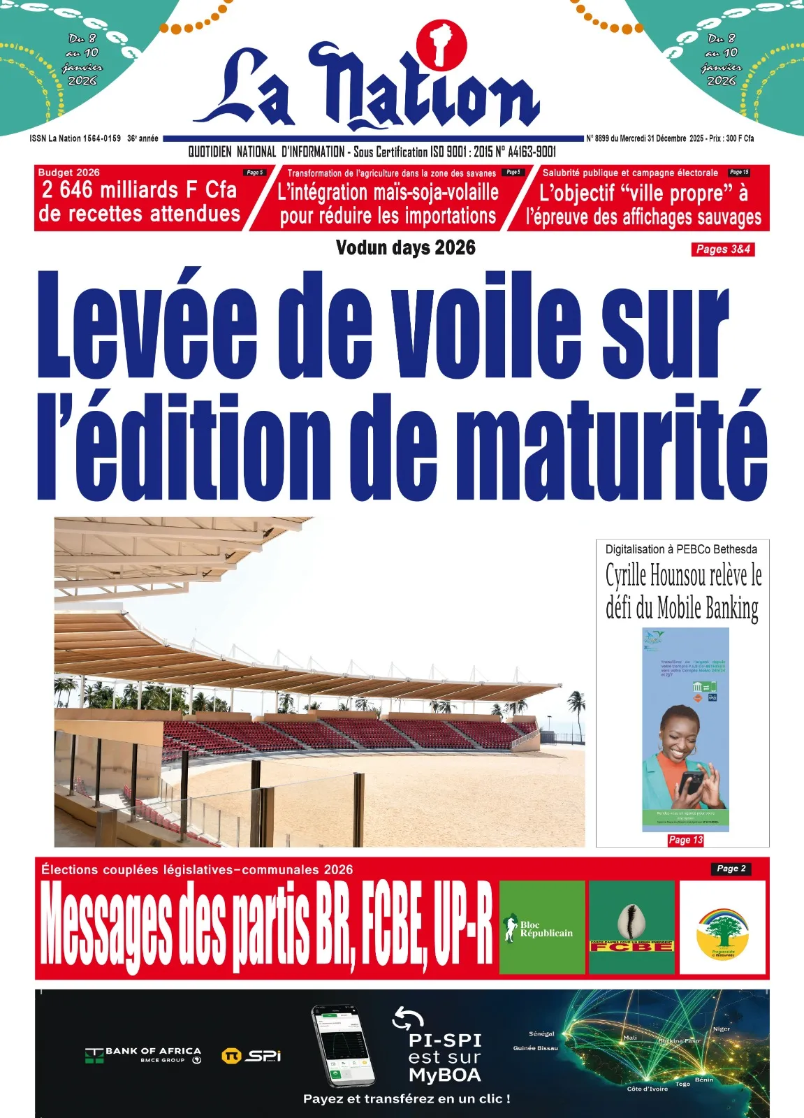 Quotidien '' LA NATION '' du 31 Décembre 2025