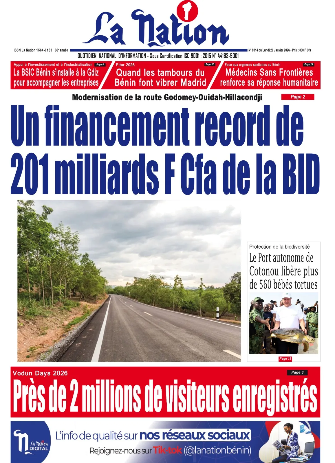 Quotidien ''La Nation'' du 26 Janvier 2026