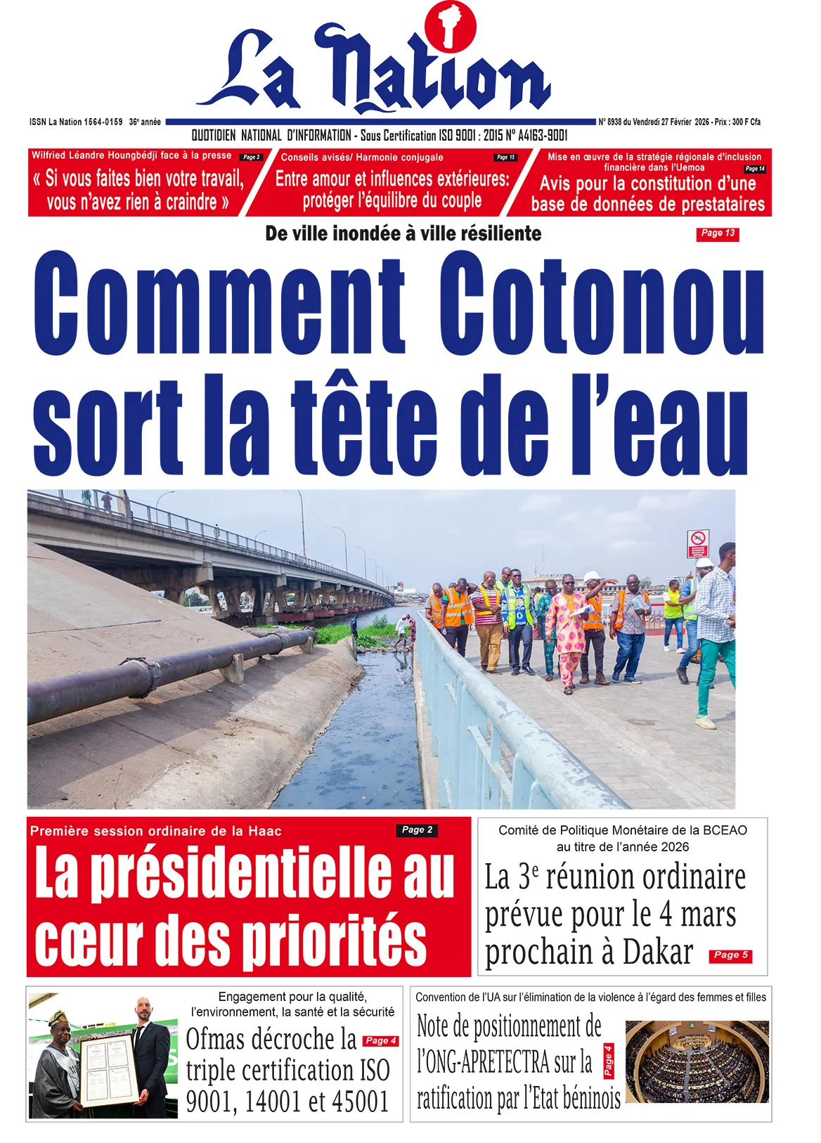 Quotidien '' LA NATION '' du 27 Février 2026