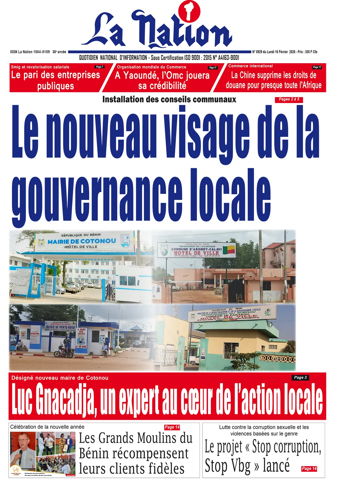 Quotidien '' LA NATION '' du 16 Février 2026