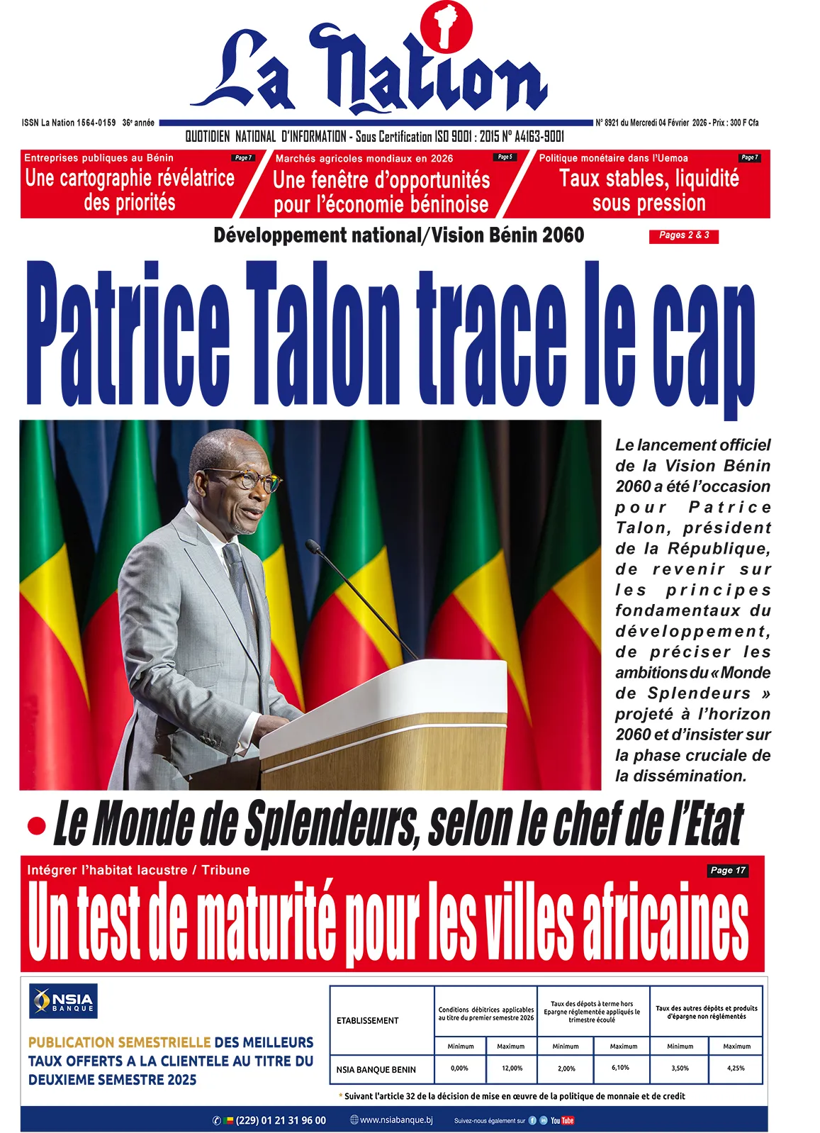 Quotidien '' LA NATION '' du 04 Février 2026