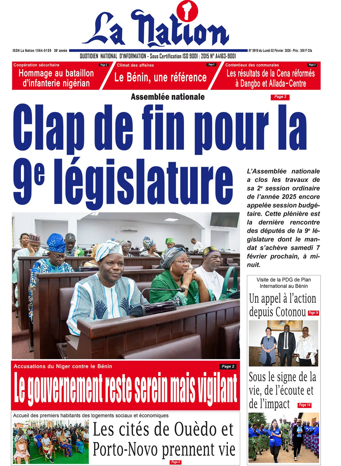Quotidien ''La Nation'' du 02 Février 2026