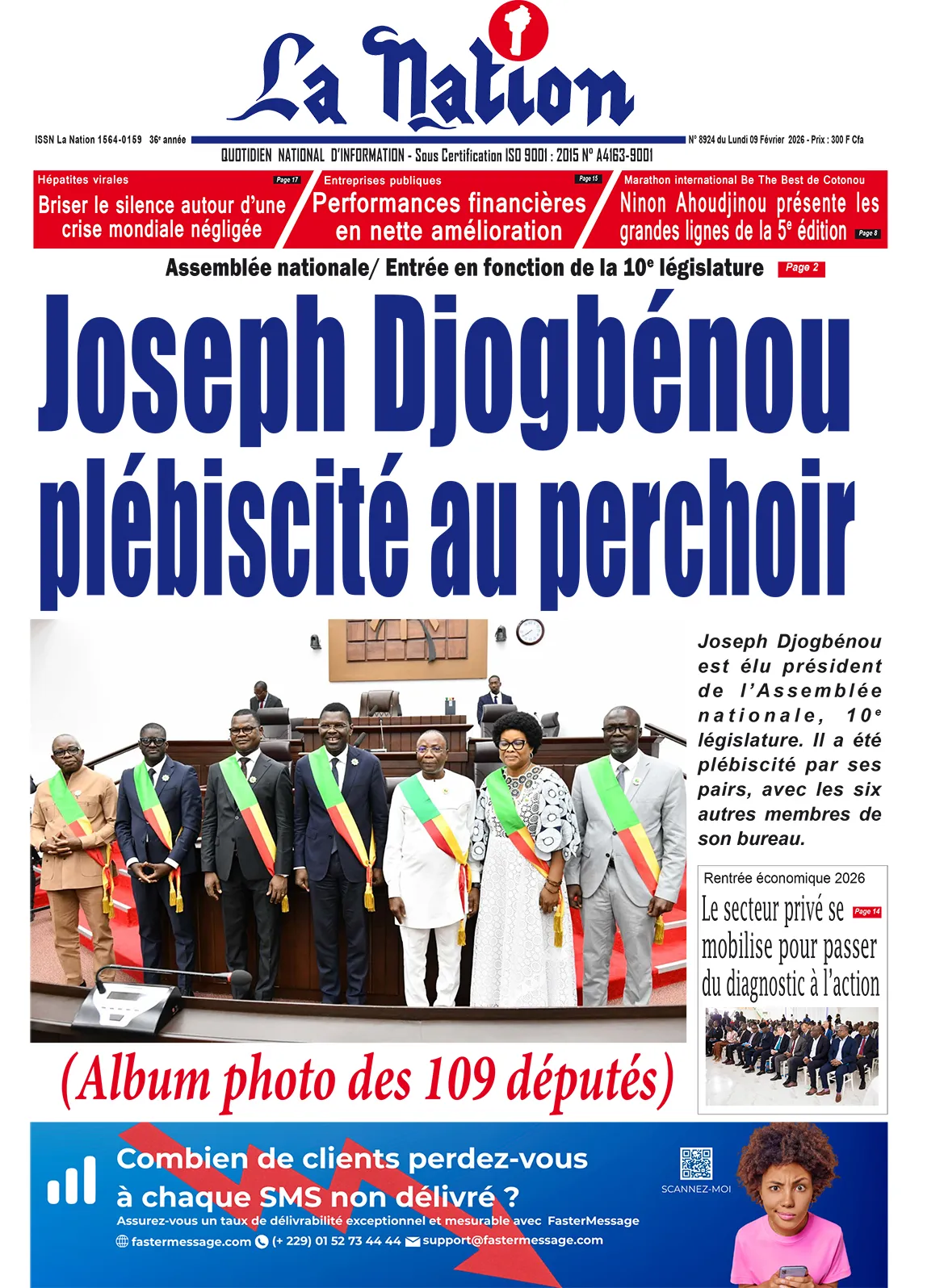 Quotidien '' LA NATION '' du 09 Février 2026