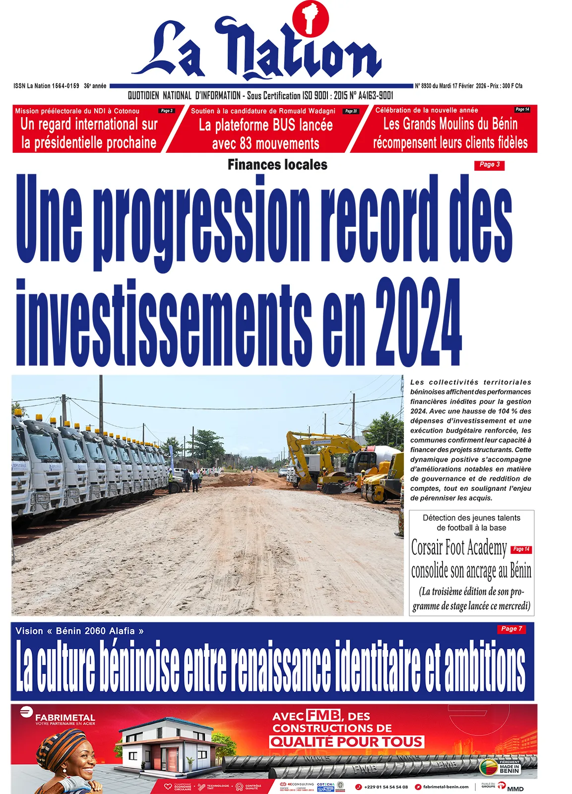 Quotidien '' LA NATION '' du 17 Février 2026