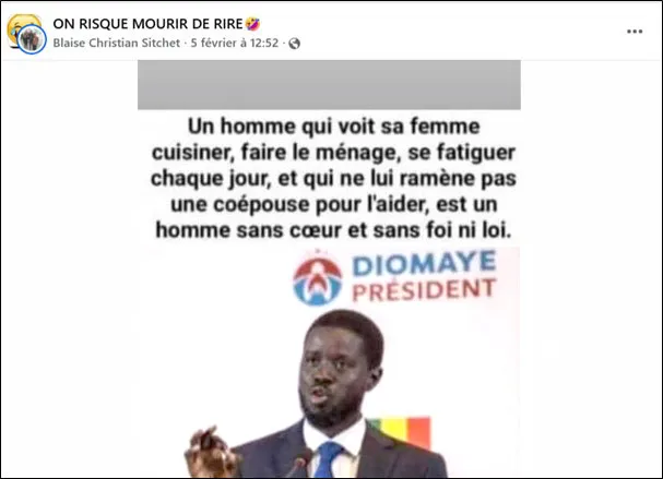 Propos publiés ici dans un groupe Facebook à  caractère humoristique