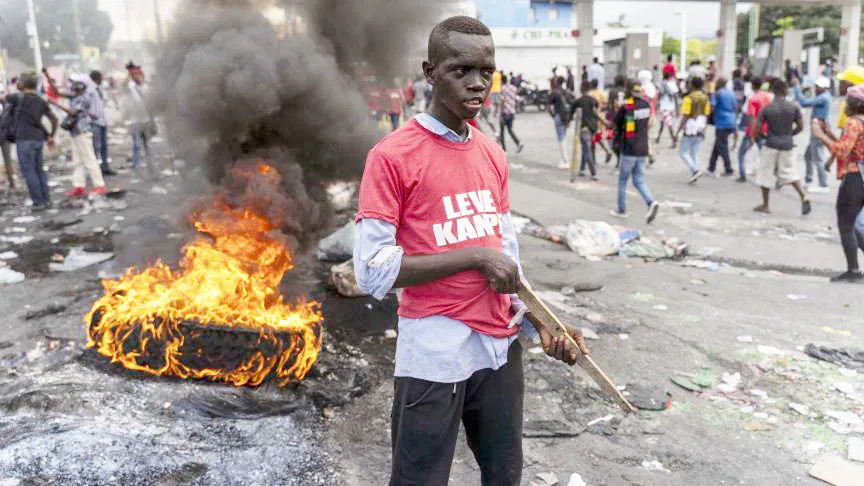 Manifestants à Port-au-Prince, la capitale d'Haïti