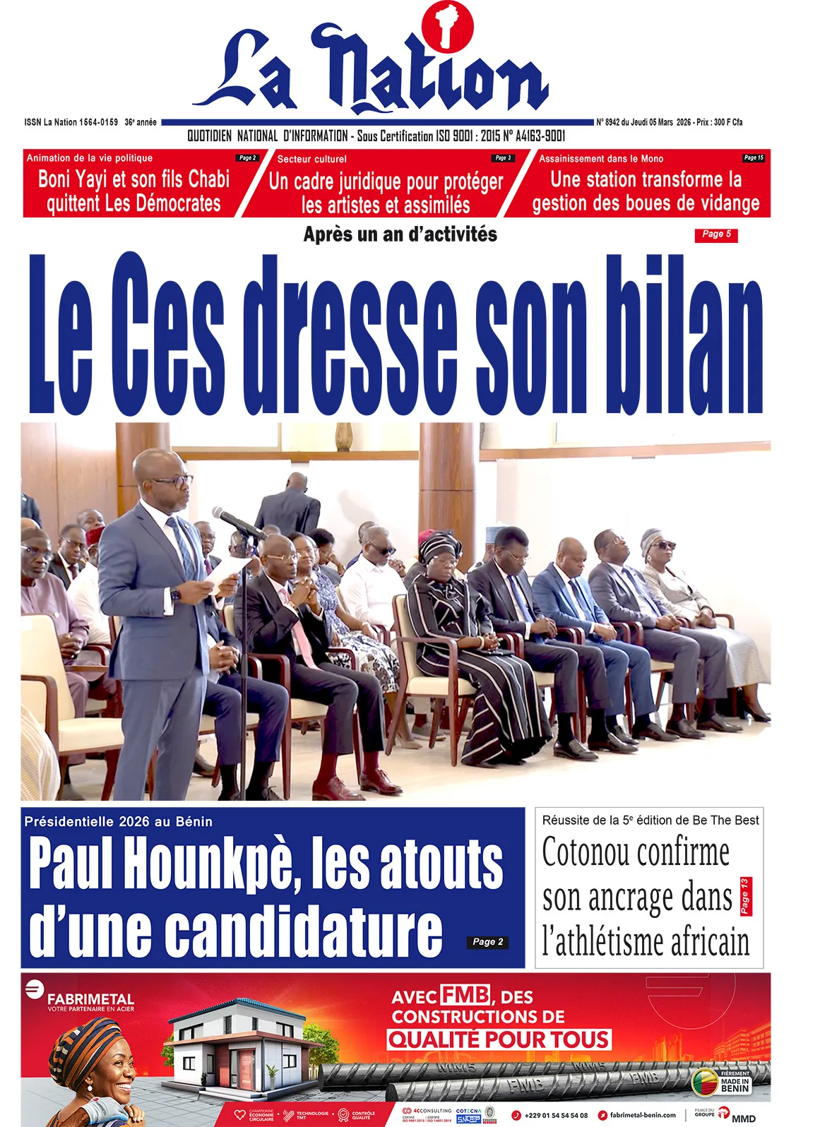 Quotidien '' LA NATION '' du 05 Mars 2026
