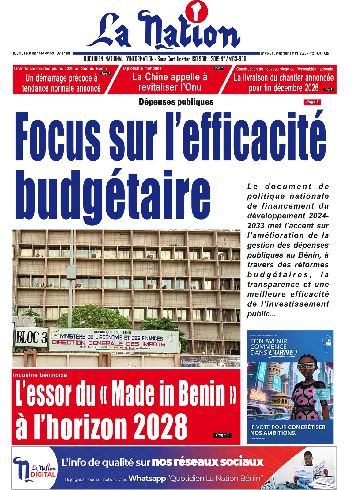 Quotidien '' LA NATION '' du 11 Mars 2026