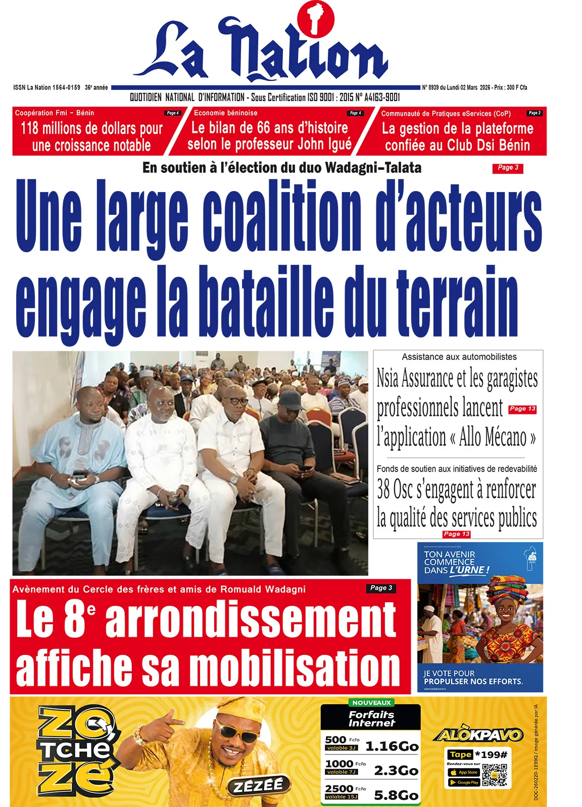 Quotidien '' LA NATION '' du 02 Mars 2026