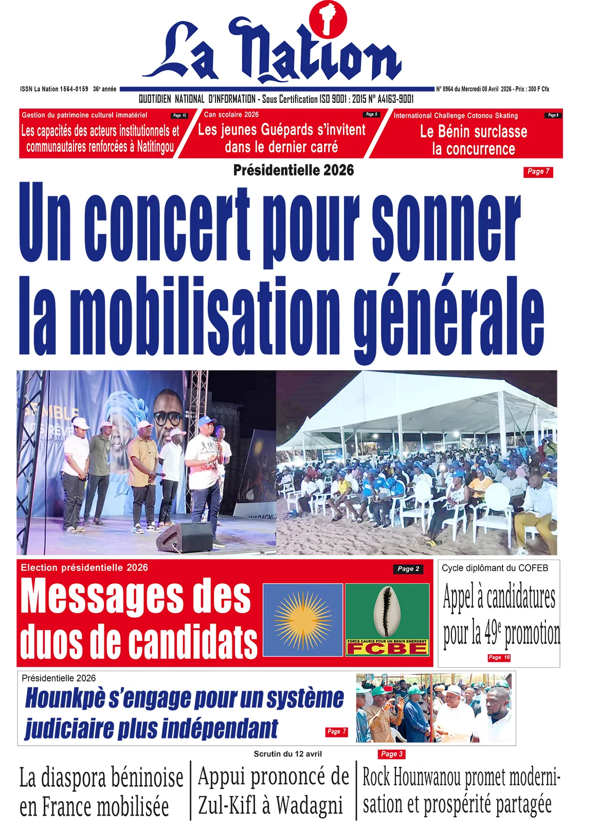 Quotidien '' LA NATION '' du 08 Avril 2026