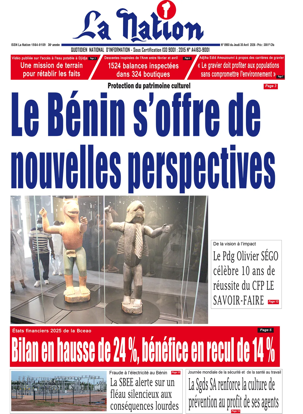 Quotidien '' LA NATION '' du 30 Avril 2026