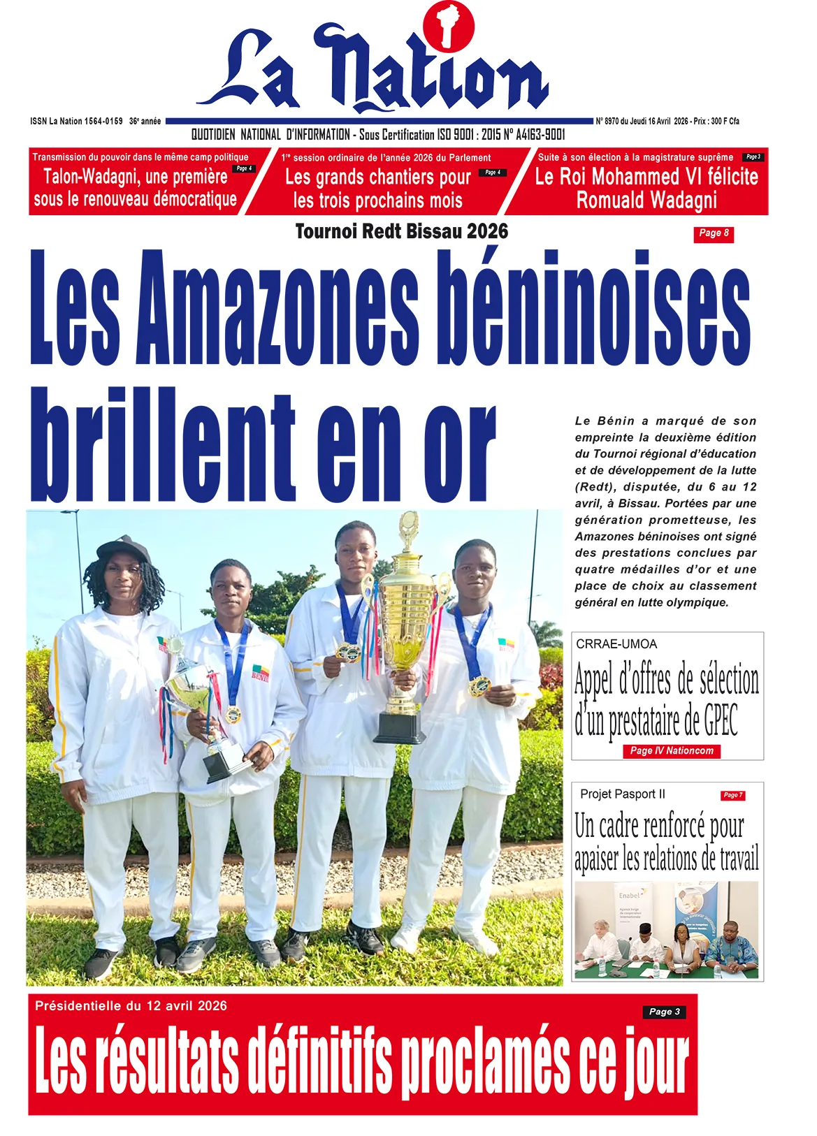 Quotidien '' LA NATION '' du 16 Avril 2026