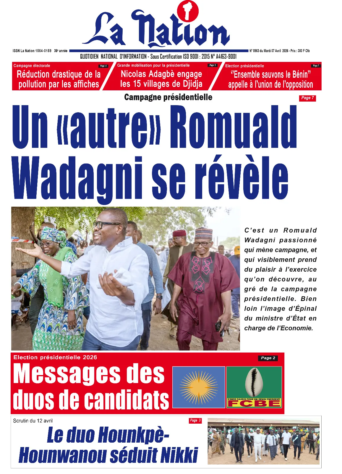 Quotidien '' LA NATION '' du 07 Avril 2026