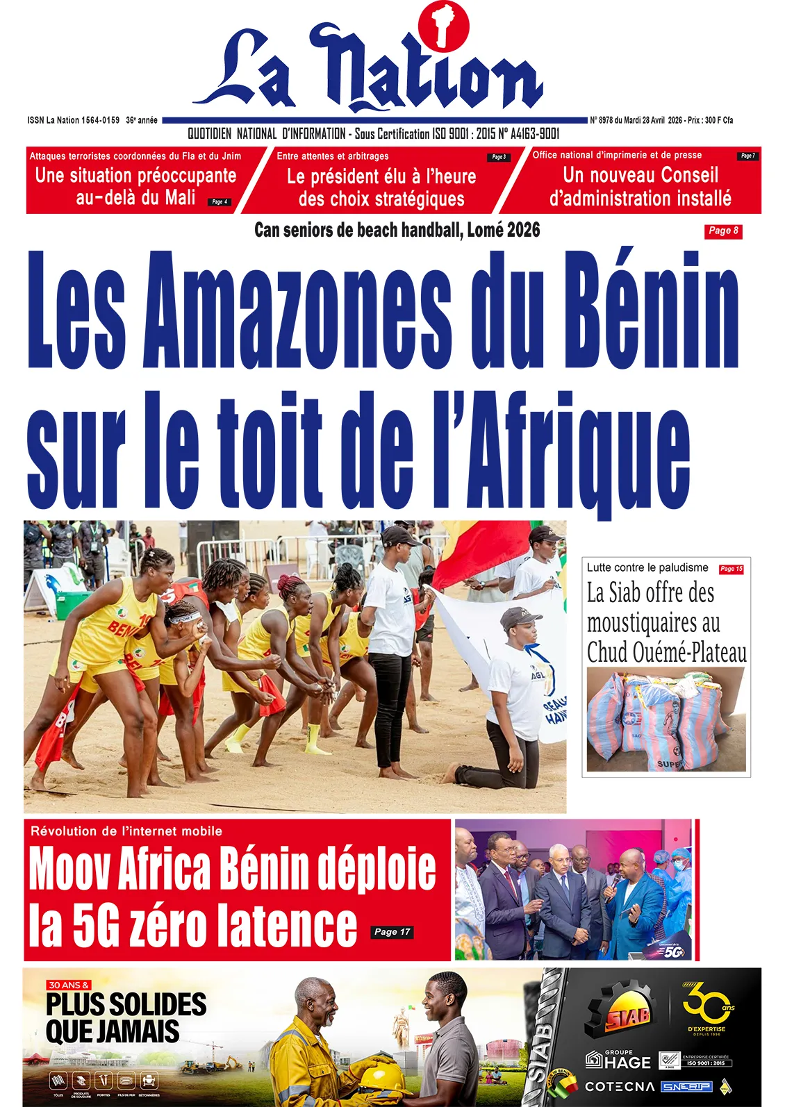 Quotidien '' LA NATION '' du 28 Avril 2026