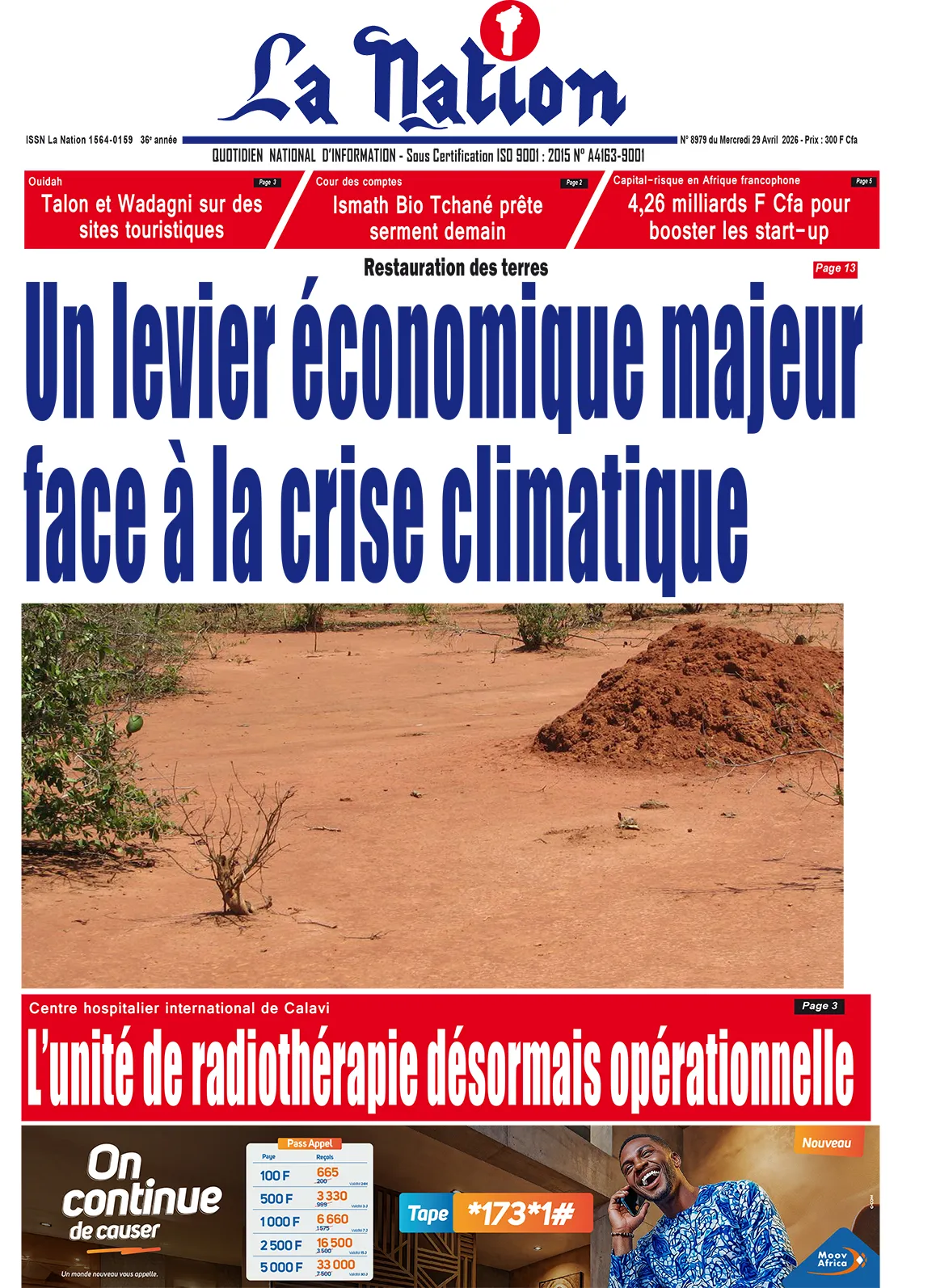 Quotidien '' LA NATION '' du 29 Avril 2026