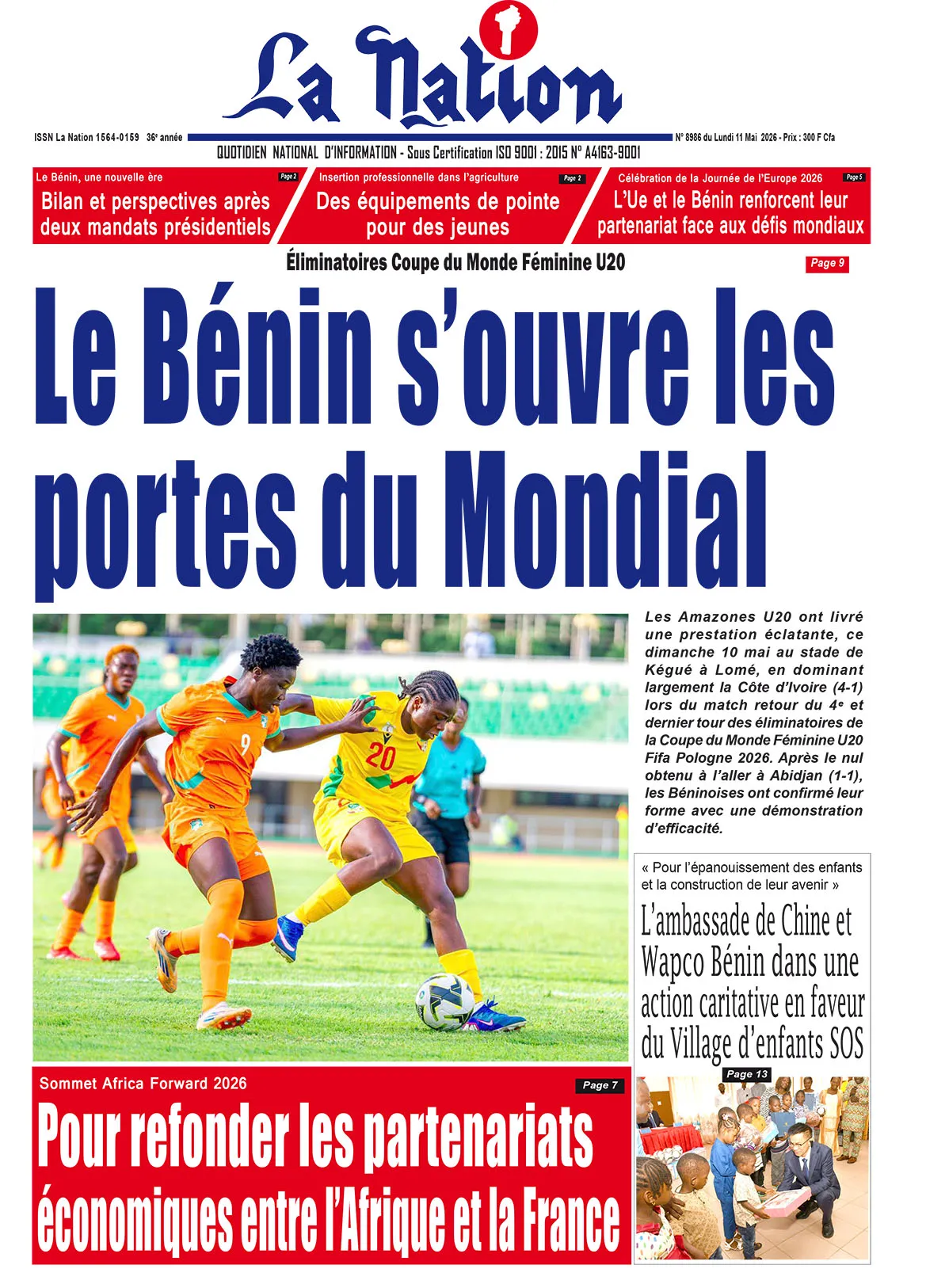 Quotidien '' LA NATION '' du 11 Mai 2026