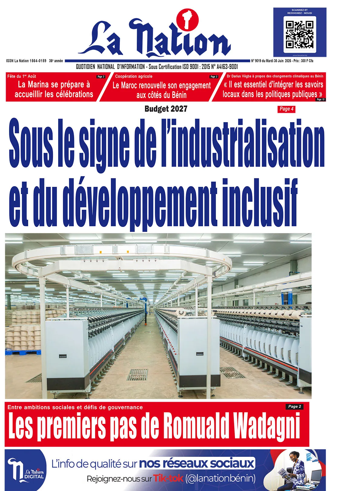 Quotidien '' LA NATION '' du 30 Juin 2026