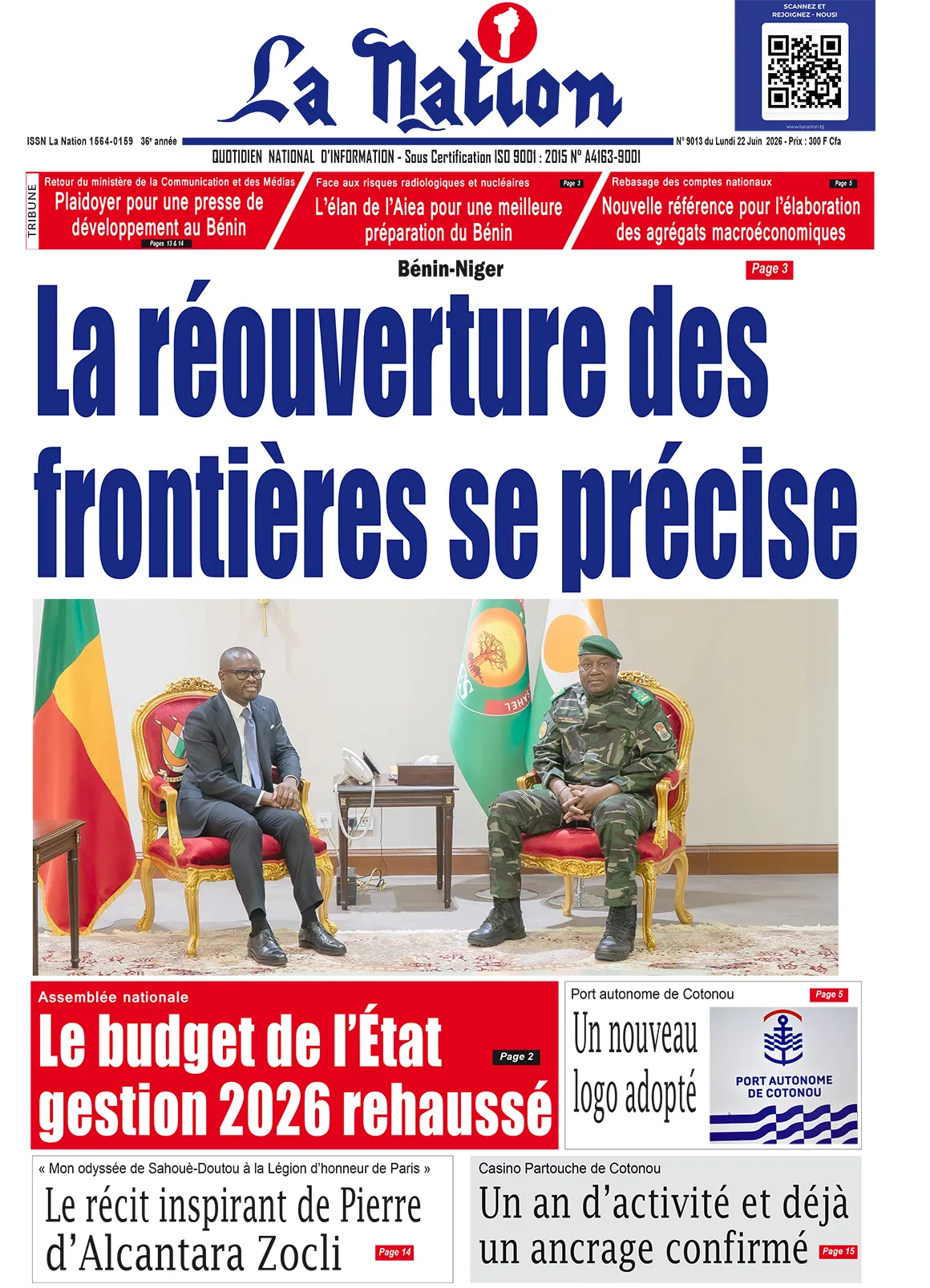Quotidien '' LA NATION '' du 22 Juin 2026