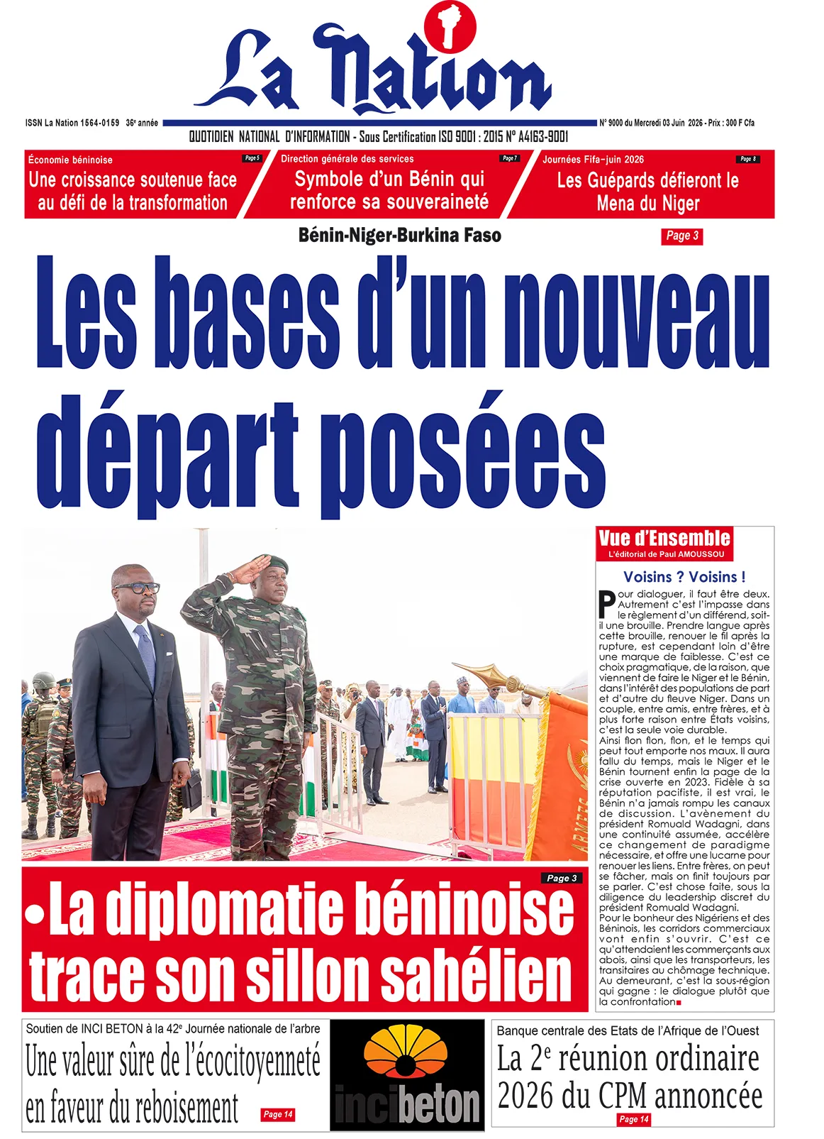 Quotidien '' LA NATION '' du 03 Juin 2026
