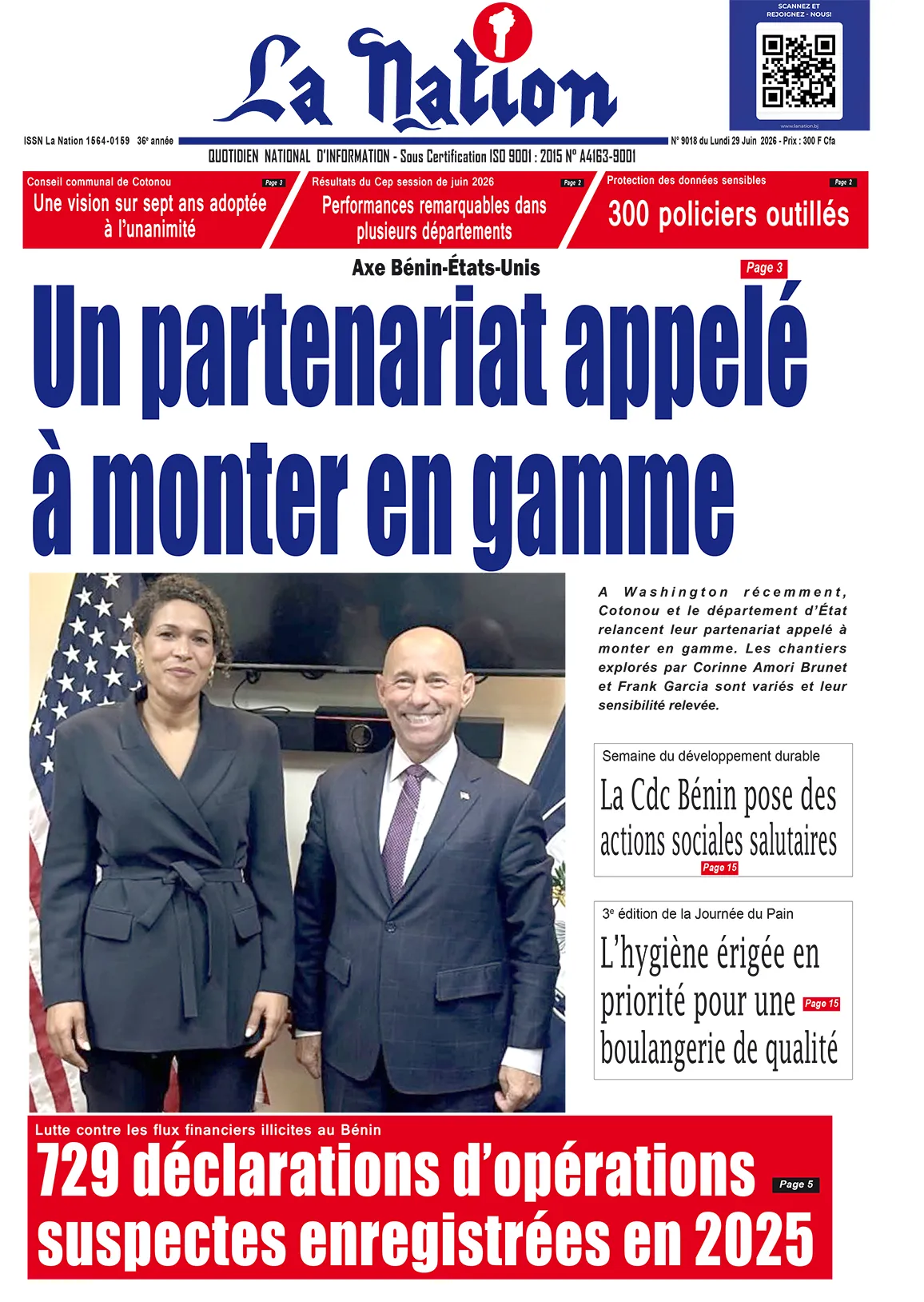 Quotidien '' LA NATION '' du 29 Juin 2026