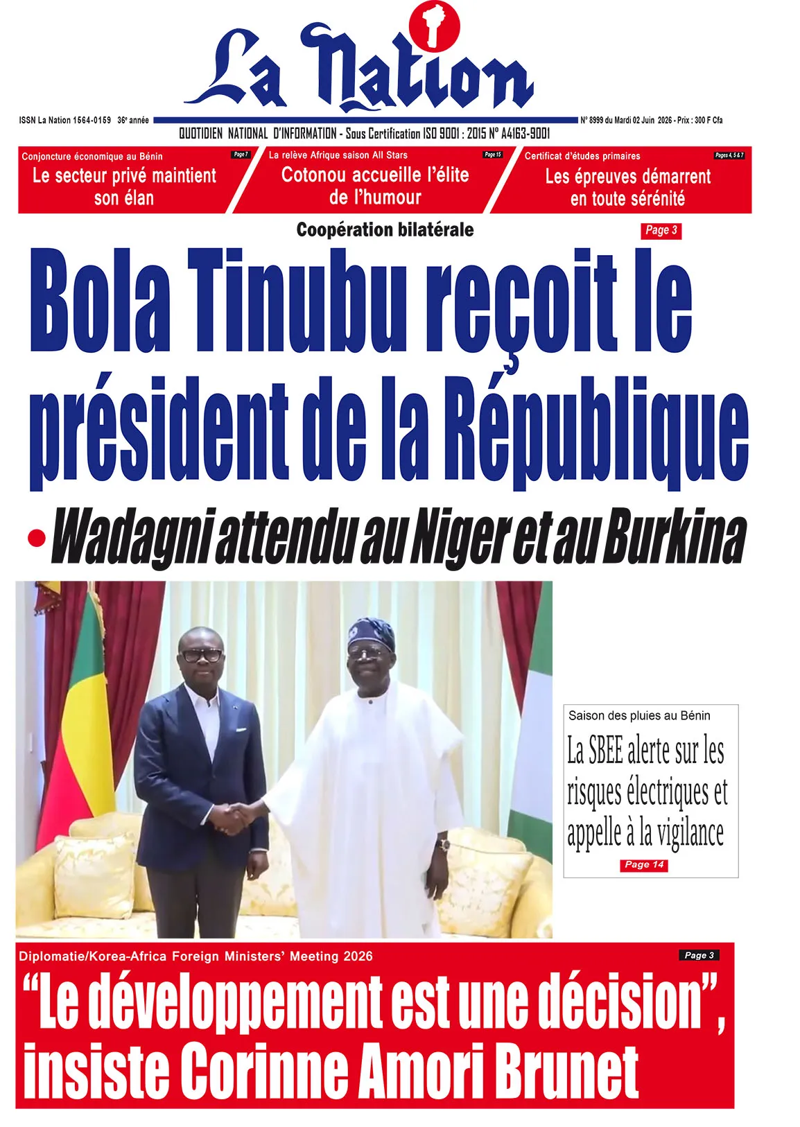 Quotidien '' LA NATION '' du 02 Juin 2026