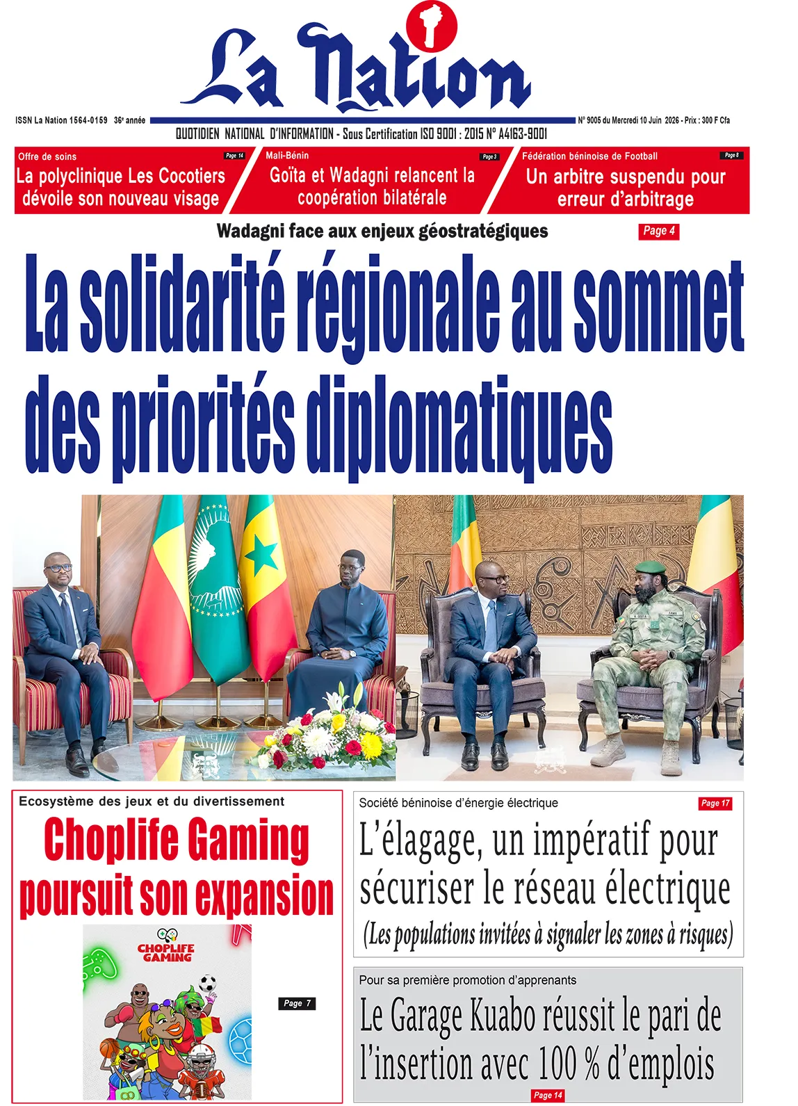 Quotidien '' LA NATION '' du 10 Juin 2026