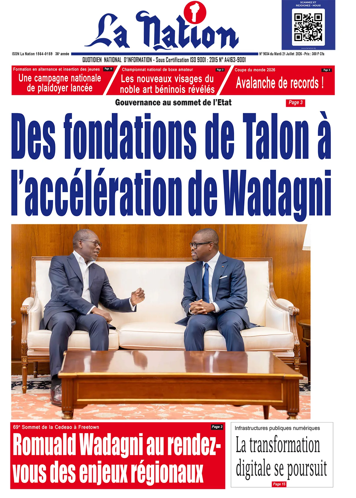 Quotidien "La Nation" du 21 Juillet 2026