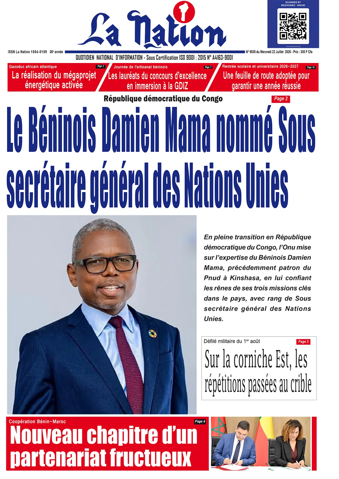 Quotidien "La Nation" du 22 Juillet 2026