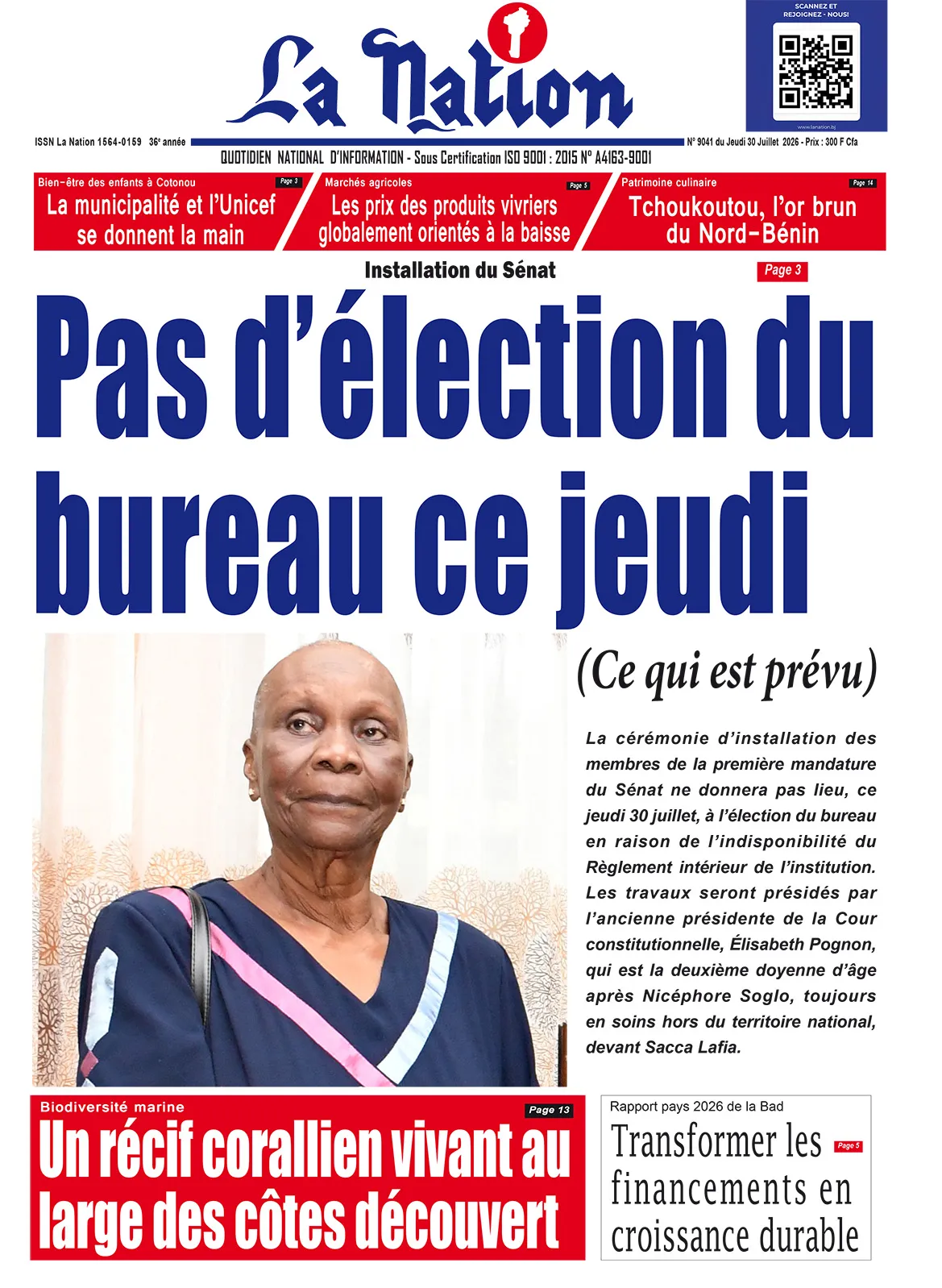 Quotidien "La Nation" du 30 Juillet 2026