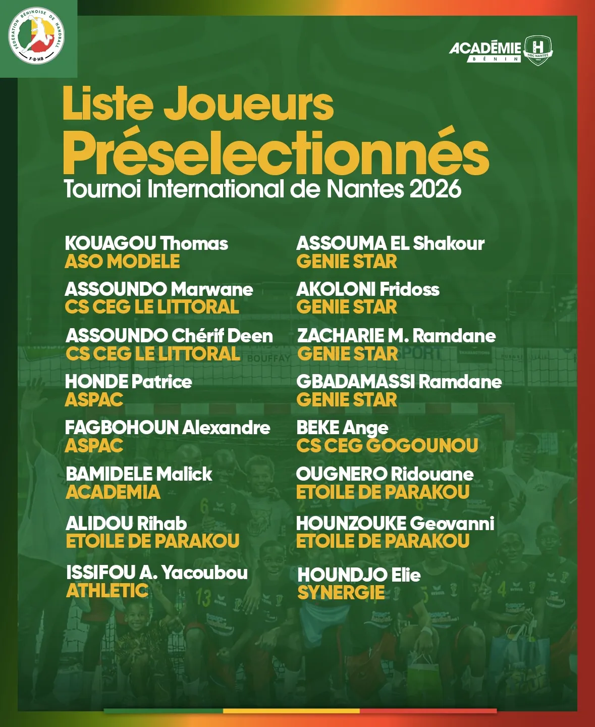Préparatifs du Tournoi international de Nantes 2026
