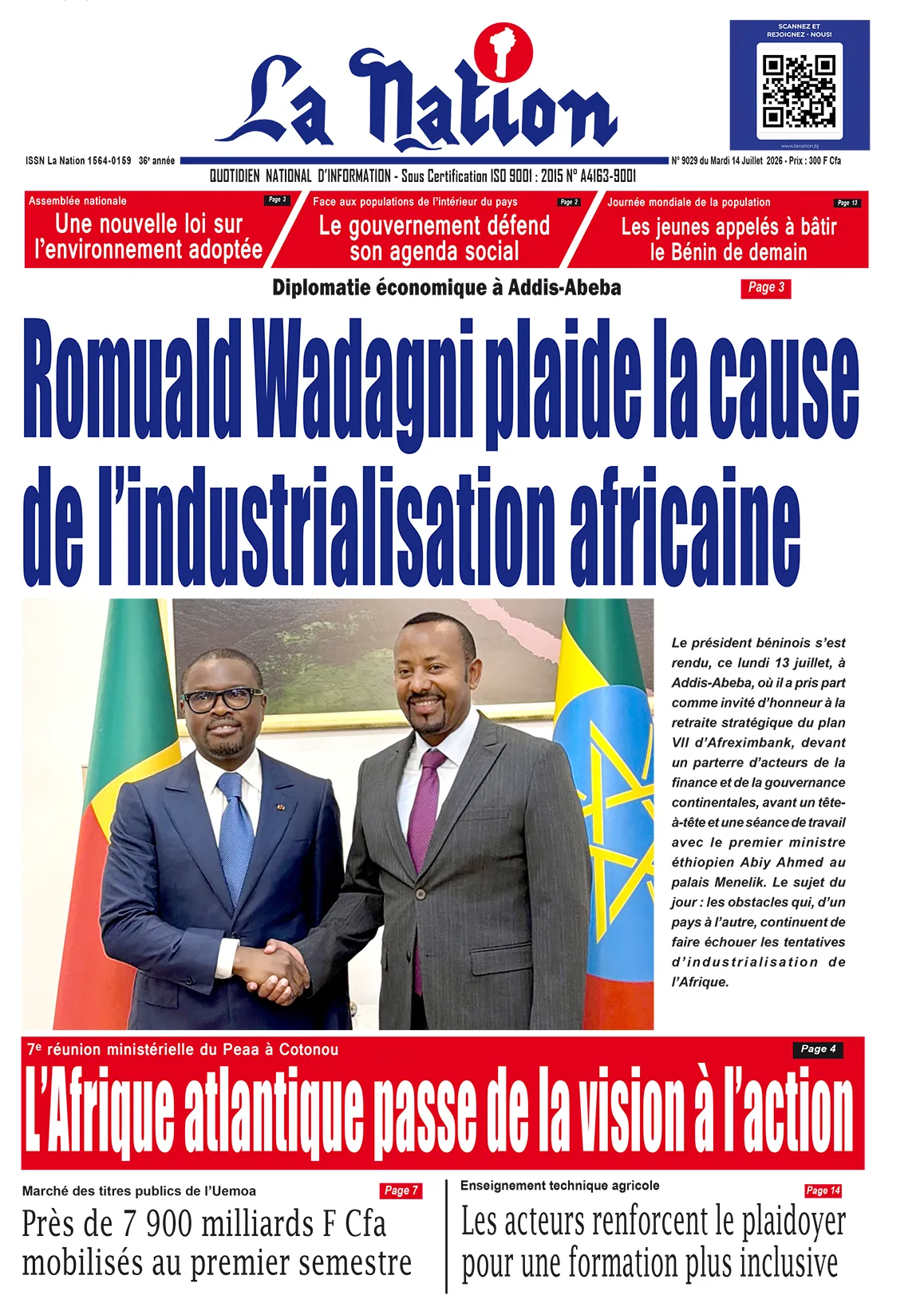 Quotidien "La Nation" du 14 Juillet 2026