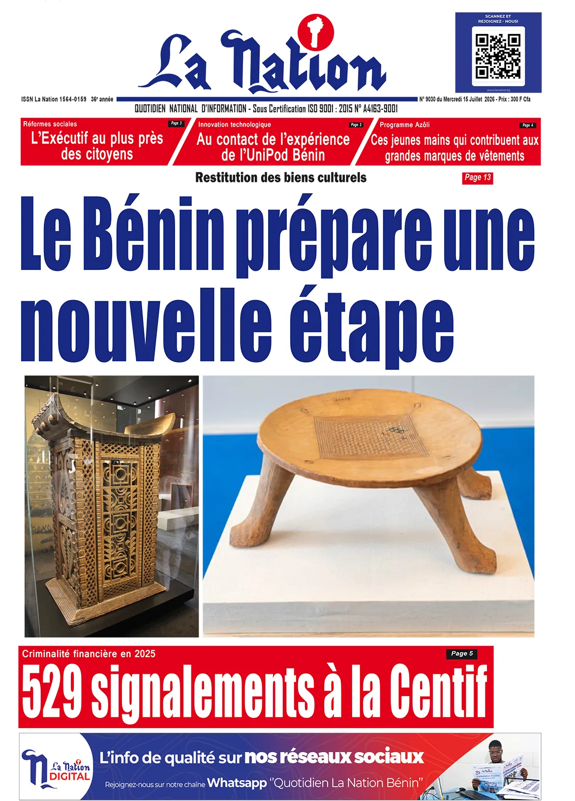 Quotidien "La Nation" du 15 Juillet 2026