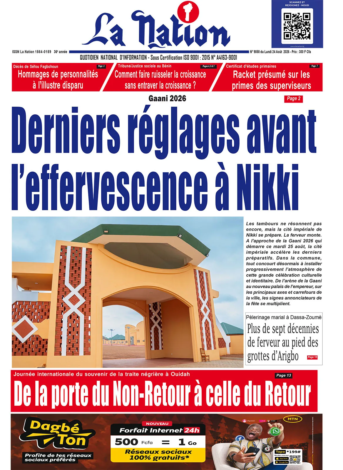 Quotidien "La Nation" du 24 Août 2026