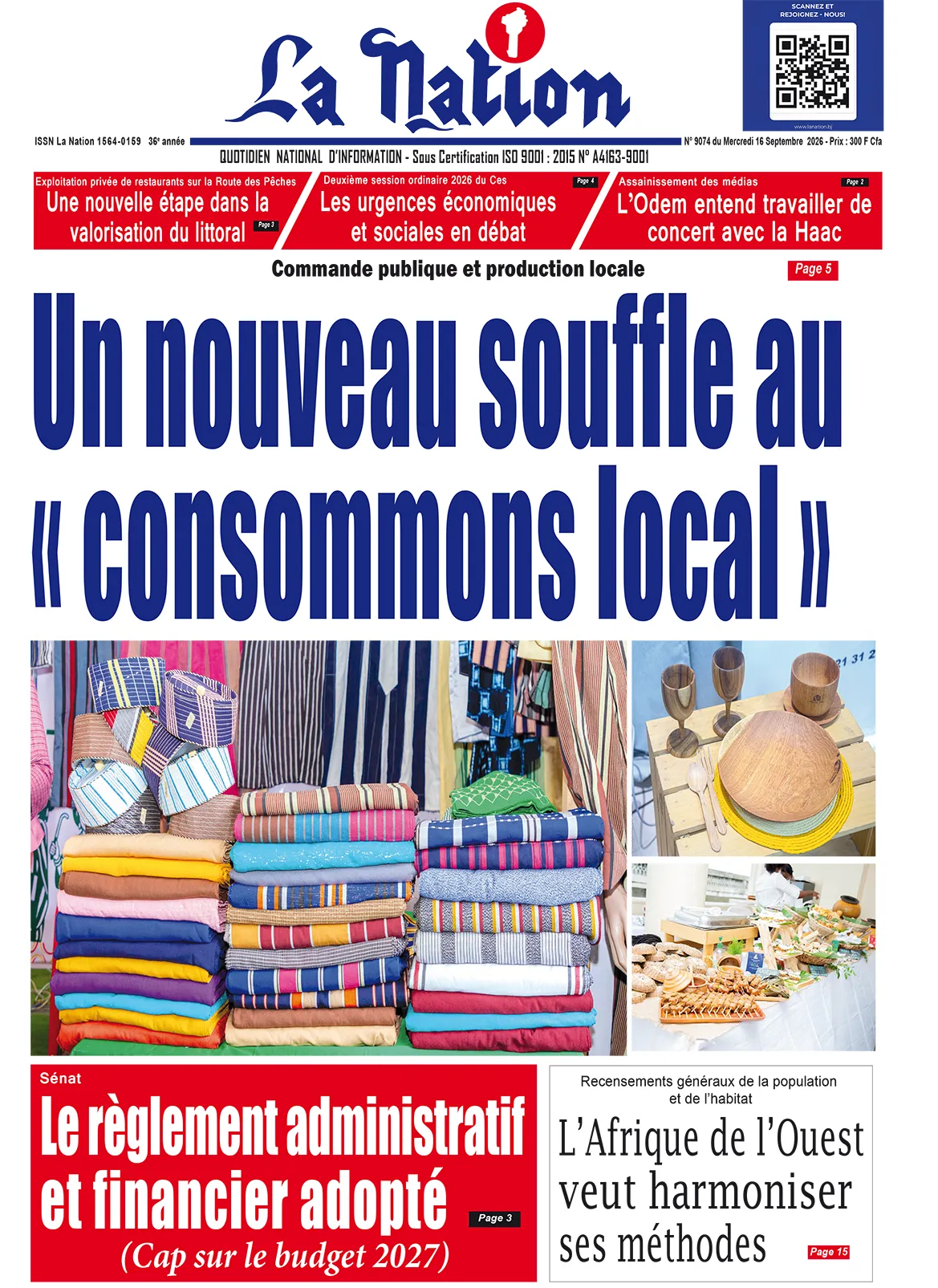 Quotidien '' LA NATION '' du 16 Septembre 2026