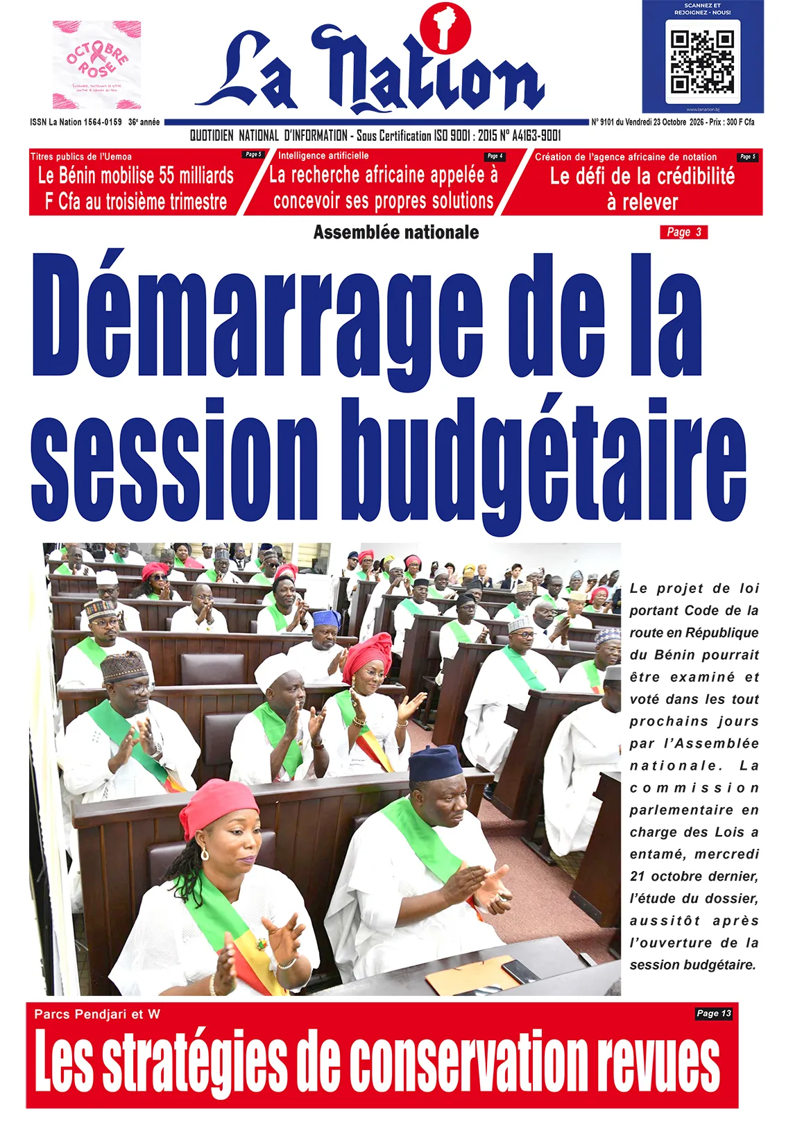 Quotidien "La Nation" du 23 Octobre 2026