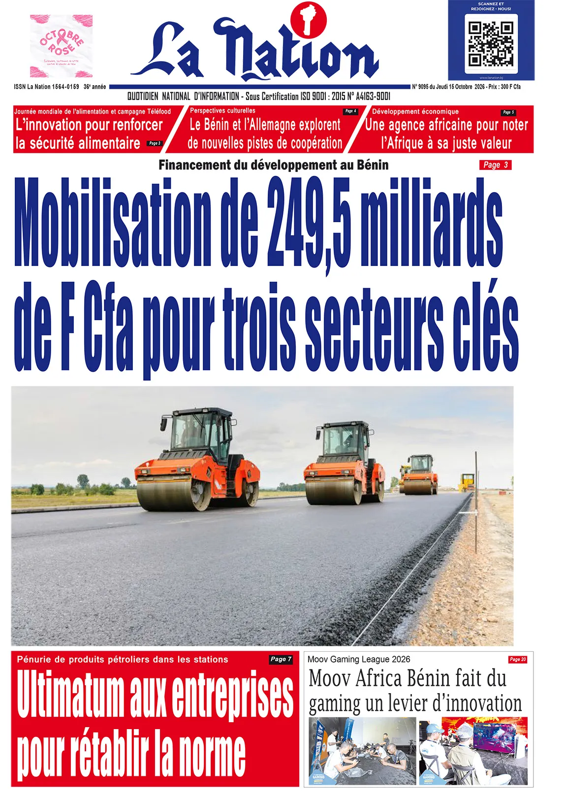 Quotidien "La Nation" du 15 Octobre 2026